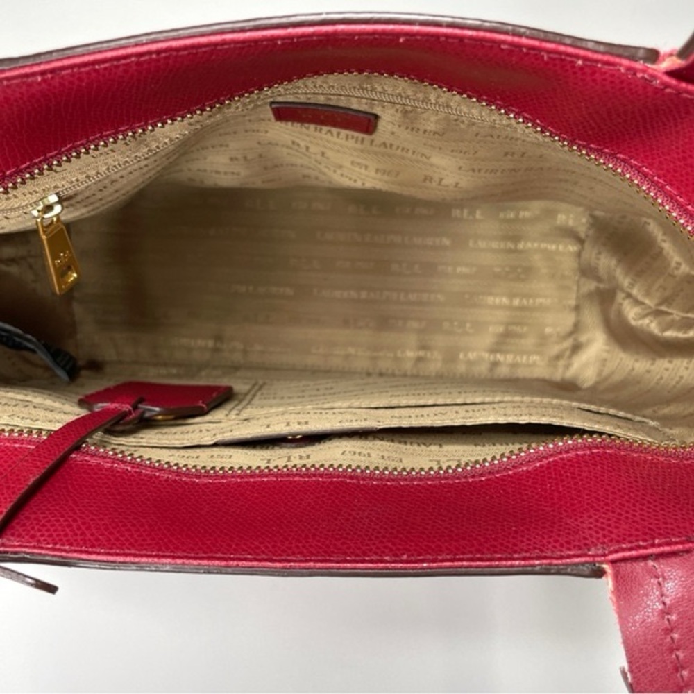 New Lauren Ralph Lauren RLL Red LeatherTote - Picture 9 of 11